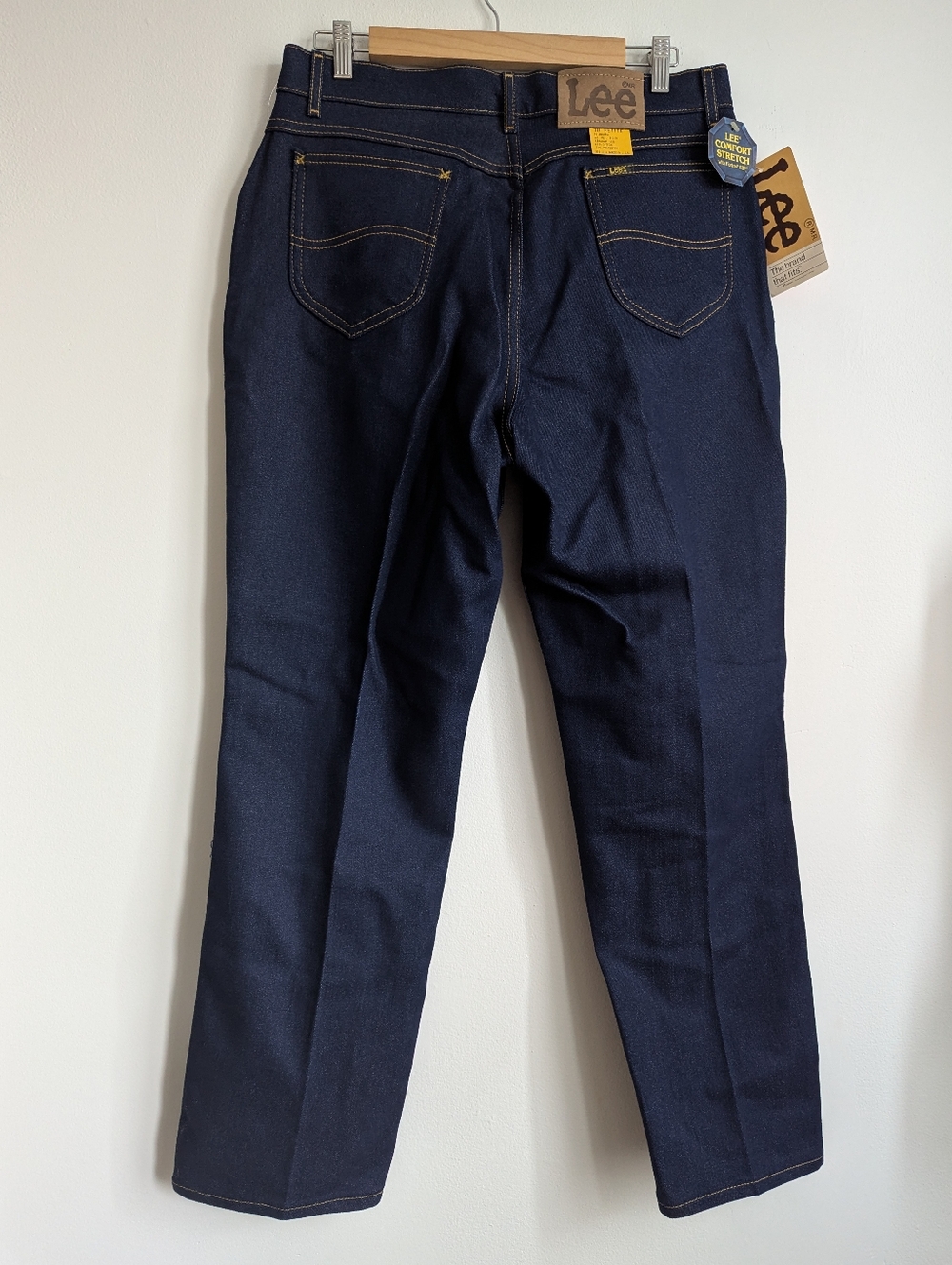Deadstock Vintage Lee Jeans Super High Waisted Straight Leg Dark Wash 18P